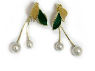 Γυναικεία Σκουλαρίκια με Μικρά Φύλλα και Πέρλες