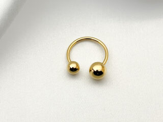 Δαχτυλίδι Ανοιχτό με Διπλή Μπίλια Χρυσό