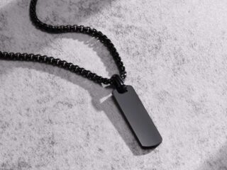 Ανδρικό Μενταγιόν Ταυτότητα Ασημί Μαύρο από Ανοξείδωτο Ατσάλι