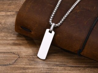 Ανδρικό Μενταγιόν Ταυτότητα Ασημί από Ανοξείδωτο Ατσάλι