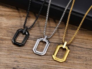 Ανδρικό Μενταγιόν Τρισδιάστατο Γεωμετρικό από Ανοξείδωτο Ατσάλι