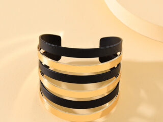 Γυναικείο Βραχιόλι Μεταλλικό Μαύρο-Χρυσό