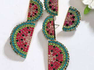 Γυναικεία Σκουλαρίκια με Στρας Καρπούζι