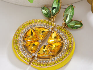 Γυναικεία Σκουλαρίκια Λεμόνι με Στρας