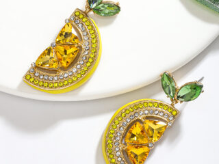 Γυναικεία Σκουλαρίκια Λεμόνι με Στρας