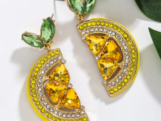 Γυναικεία Σκουλαρίκια Λεμόνι με Στρας