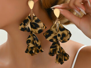Γυναικεία Σκουλαρίκια Statement Λεοπάρ Σταγόνα