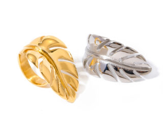 Γυναικείο Δαχτυλίδι Φύλλο Ανοιχτού Τύπου Ασημί - Χρυσό