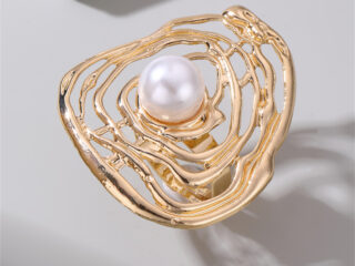 Γυναικείο Δαχτυλίδι Statement Πλέγμα με Πέρλα