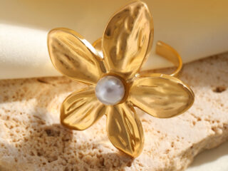 Γυναικείο Δαχτυλίδι Statement Λουλούδι με Πέρλα