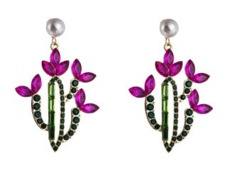 Σκουλαρίκια Statement Κάκτος με Ροζ Στρας