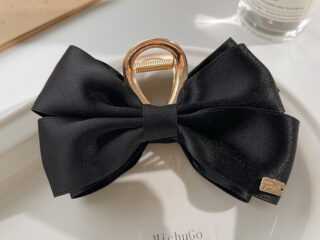 Κλάμερ Μαλλιών Φιόγκος Σατέν Μαύρο