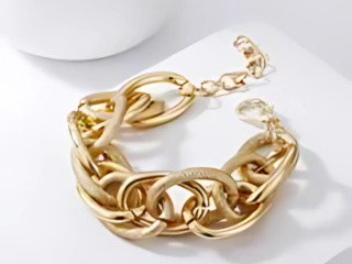 Γυναικείο βραχιόλι με κρίκους. Ακριλικό χρυσό
