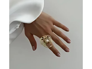 Γυναικείο Δαχτυλίδι Statement Πλέγμα με Πέρλα