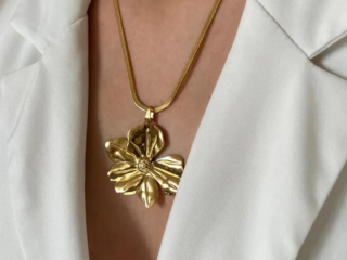 Γυναικείο Κολιέ Λουλούδι από Ανοξείδωτο Ατσάλι Επιχρυσωμένο