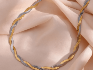 Γυναικείο Κολιέ Χρυσή-Ασημί Πλέξη Ατσάλινο