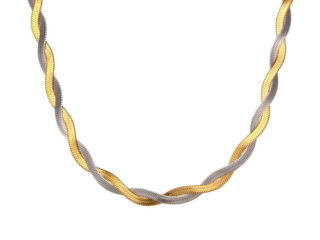 Γυναικείο Κολιέ Χρυσή-Ασημί Πλέξη Ατσάλινο