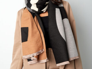 Γυναικείο Μακρύ Κασκόλ Paris Πράσινο-Πορτοκαλί