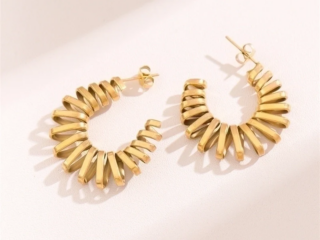 Γυναικεία σκουλαρίκια σχήμα C από ανοξείδωτο ατσάλι επιχρυσωμένα 18K.