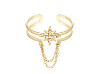 Γυναικείο Δαχτυλίδι Αστέρι με Αλυσίδες