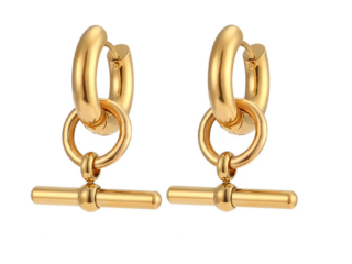 Γυναικεία Σκουλαρίκια T-Bar από Ανοξείδωτο Ατσάλι 18K