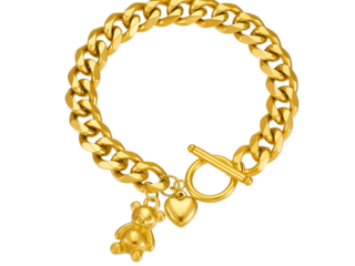 Γυναικείο Βραχιόλι Αλυσίδα από Ανοξείδωτο Ατσάλι με Αρκουδάκι