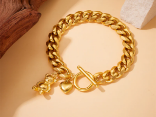 Γυναικείο Βραχιόλι Αλυσίδα από Ανοξείδωτο Ατσάλι με Αρκουδάκι