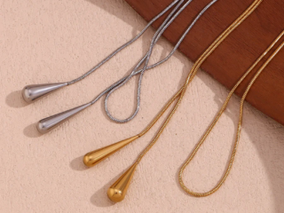 Γυναικείο Κολιέ Σταγόνα από Ανοξείδωτο Ατσάλι Επιχρυσωμένο 18K.