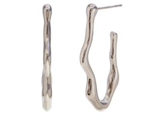 Γυναικεία Σκουλαρίκια Κρίκοι Κυματιστοί από Ατσάλι Ασημί.