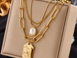 Γυναικείο Κολιέ Σετ Αλυσίδες Μενταγιόν από Ατσάλι