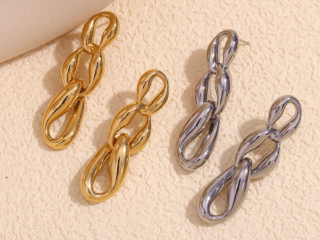 Γυναικεία Σκουλαρίκια Αλυσίδα από Ανοξείδωτο Ατσάλι Επιχρυσωμένα 18K.