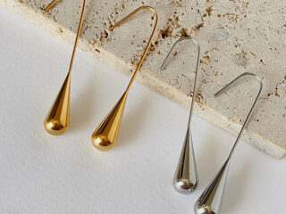 Γυναικεία Σκουλαρίκια Σταγόνα από Ατσάλι Επιχρυσωμένα 18K.