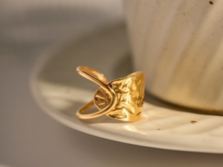 Γυναικείο Ανοιχτό Δαχτυλίδι από Ανοξείδωτο Ατσάλι Μισό Γεωμετρικό