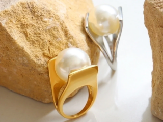 Γυναικείο Δαχτυλίδι με Μεγάλη Πέρλα Ατσάλινο