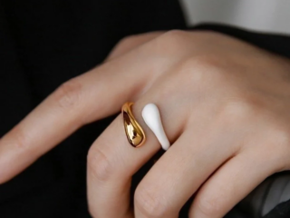 Γυναικείο Δαχτυλίδι Ατσάλινο με Λευκή Επισμάλτωση