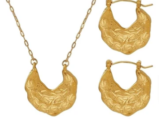 Γυναικείο Κολιέ Ανάγλυφο από Ατσάλι Επιχρυσωμένο