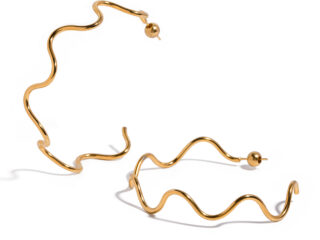 Γυναικεία Σκουλαρίκια Μεγάλοι Κρίκοι Waves από Ανοξείδωτο Ατσάλι Επιχρυσωμένα 18K