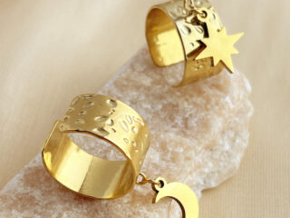 Γυναικείο Δαχτυλίδι Star & Moon από Ανοξείδωτο Ατσάλι Ανοιχτού Τύπου