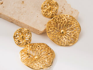 Γυναικεία Σκουλαρίκια Rosette από Ανοξείδωτο Ατσάλι Επιχρυσωμένα 18K