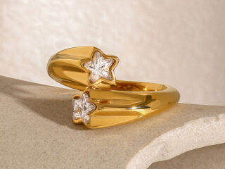 Γυναικείο Δαχτυλίδι Star από Ανοξείδωτο Ατσάλι 18K Zircon