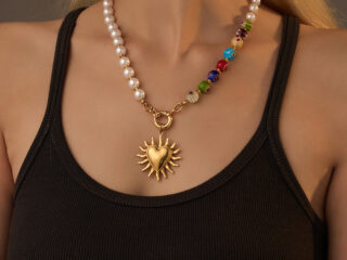 Γυναικείο Κολιέ Heart & Pearls από Ανοξείδωτο Ατσάλι Επιχρυσωμένο 18K