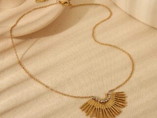 Γυναικείο Κολιέ Ήλιος από Ανοξείδωτο Ατσάλι Επιχρυσωμένο 18K με Zircon