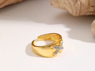 Γυναικείο Δαχτυλίδι X Επιχρυσωμένο 18Κ με Zircon Ανοιχτού Τύπου