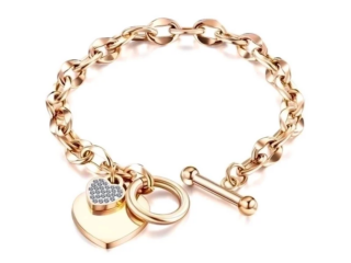 Γυναικείο Βραχιόλι Heart από Ατσάλι Τιτανίου με Zircon