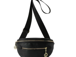 Γυναικείο Τσαντάκι Μέσης Χιαστί Μαύρο Δερματίνη