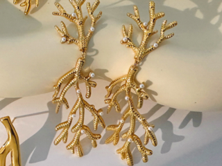 Γυναικεία Σκουλαρίκια Coral από Ανοξείδωτο Ατσάλι Επιχρυσωμένα 18K