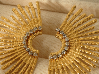 Γυναικεία Σκουλαρίκια Ήλιος από Ανοξείδωτο Ατσάλι Επιχρυσωμένα 18K με Zircon