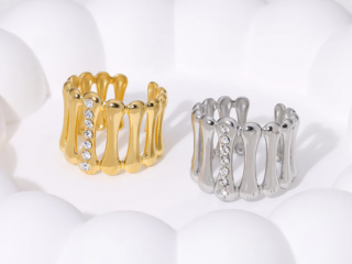 Γυναικείο Δαχτυλίδι Stripe με στρας από Ανοξείδωτο Ατσάλι Προσαρμόσιμο