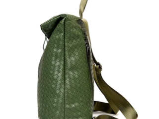 Γυναικεία Τσάντα Πλάτης Backpack Πράσινο με Πλέξη