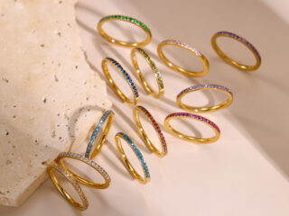 Γυναικείο Δαχτυλίδι Βεράκι από Ανοξείδωτο Ατσάλι Επιχρυσωμένο με Zircon